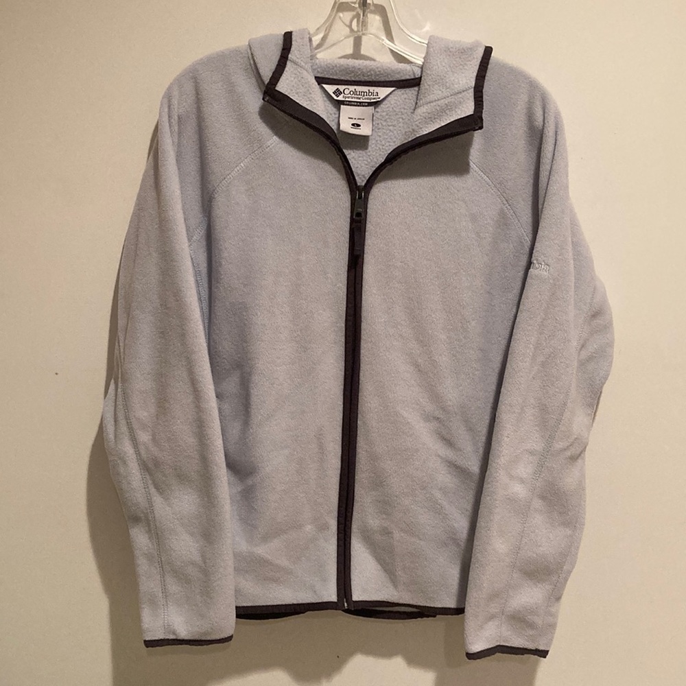 Columbia Hooded Fleece Jacket Light Blue Color Large